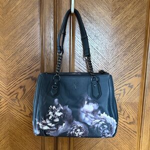 Simply Vera Vera Wang Black Floral Shoulder Tote and matching wallet